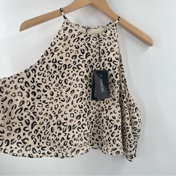 11 HONORE Tank Blouse Size 14 NWT Cropped Plus Size Curvy Animal Print Halter - Picture 8 of 16